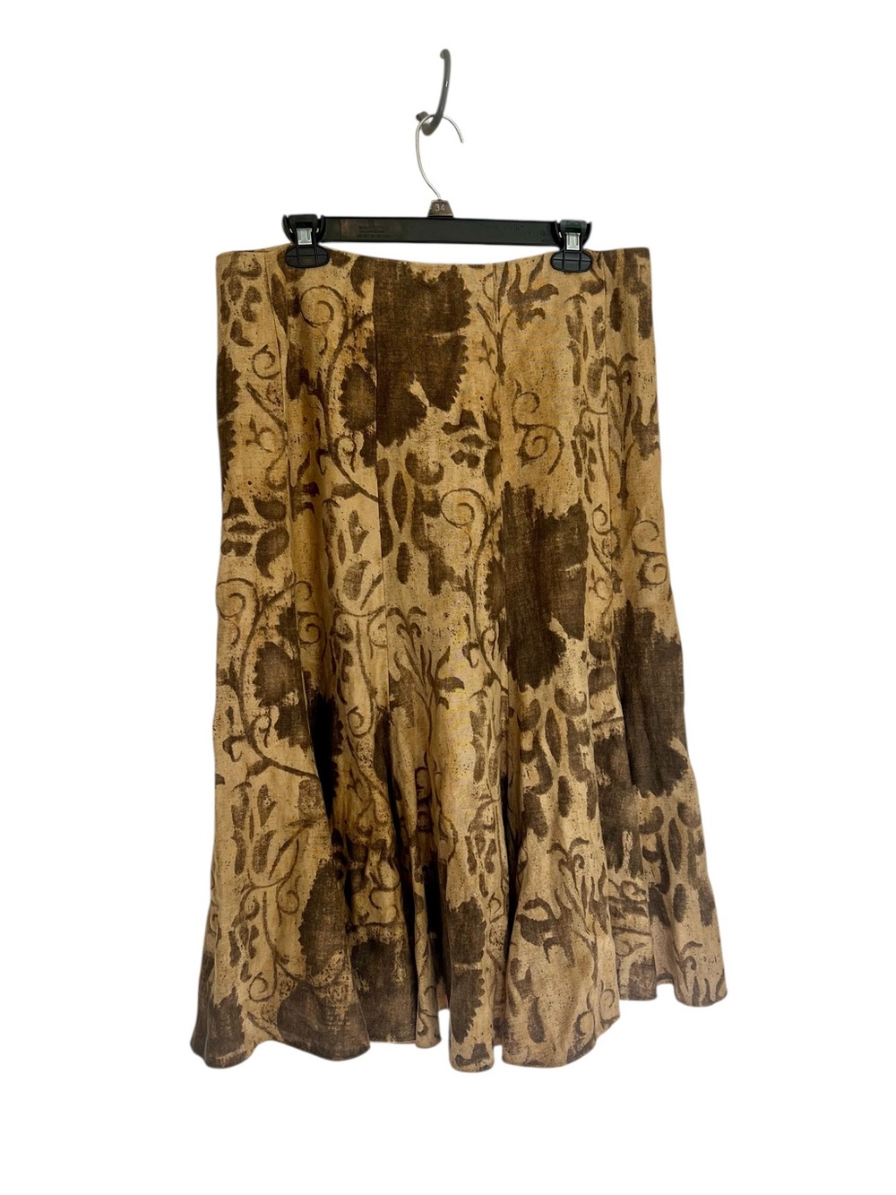 Vintage Lauren Ralph Lauren linen paneled flare midi skirt tan sz 10 runs big